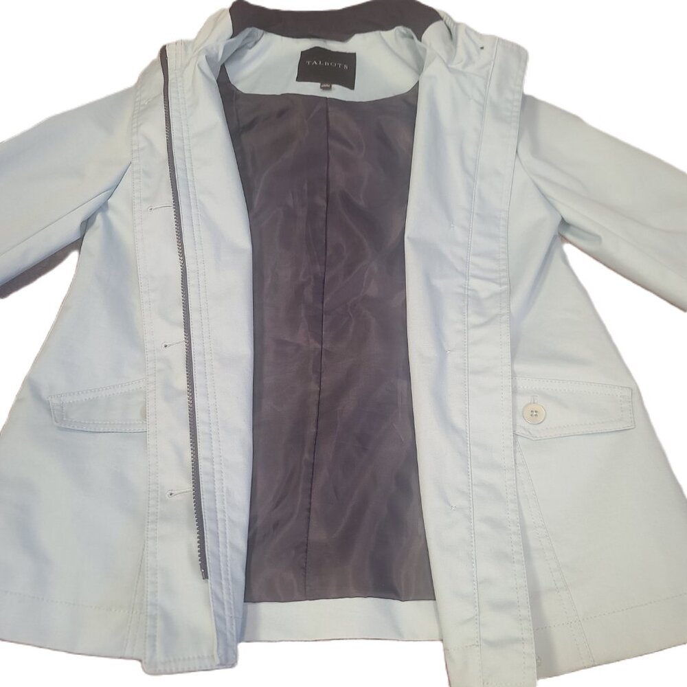 Talbots Hooded Light Blue Rain Jacket/Coat Women's XS - Picture 8 of 16